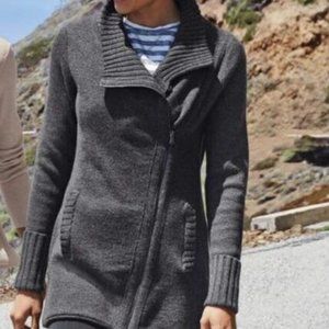 Athleta Chill Factor Zip Cardigan Sweater Wool Blend Pockets